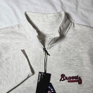 Antigua Braves 1/4 Zip Pullover Atlanta‎ Braves Size Medium Light Gray MLB NWT